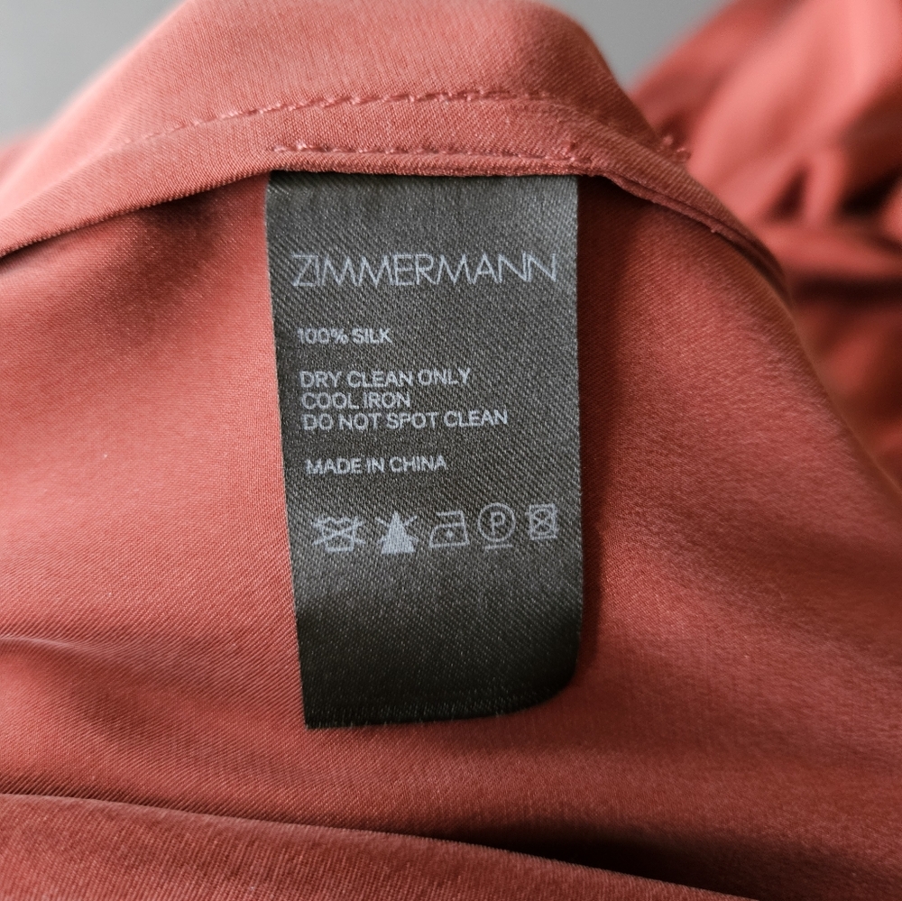 Zimmermann Rust Red Wide-Leg Pants 100% silk - Picture 6 of 10